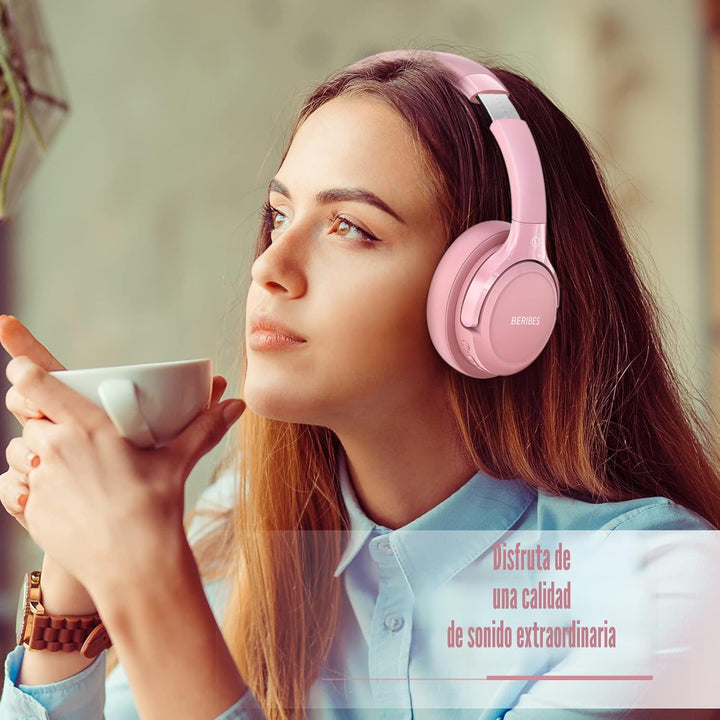 BERIBES Auriculares Bluetooth sobre la oreja, tiempo de reproducció...