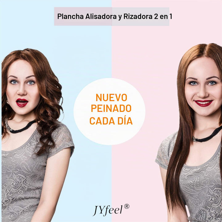 Plancha y rizadora de pelo 2 en 1, combo de plancha plana de cerámi...