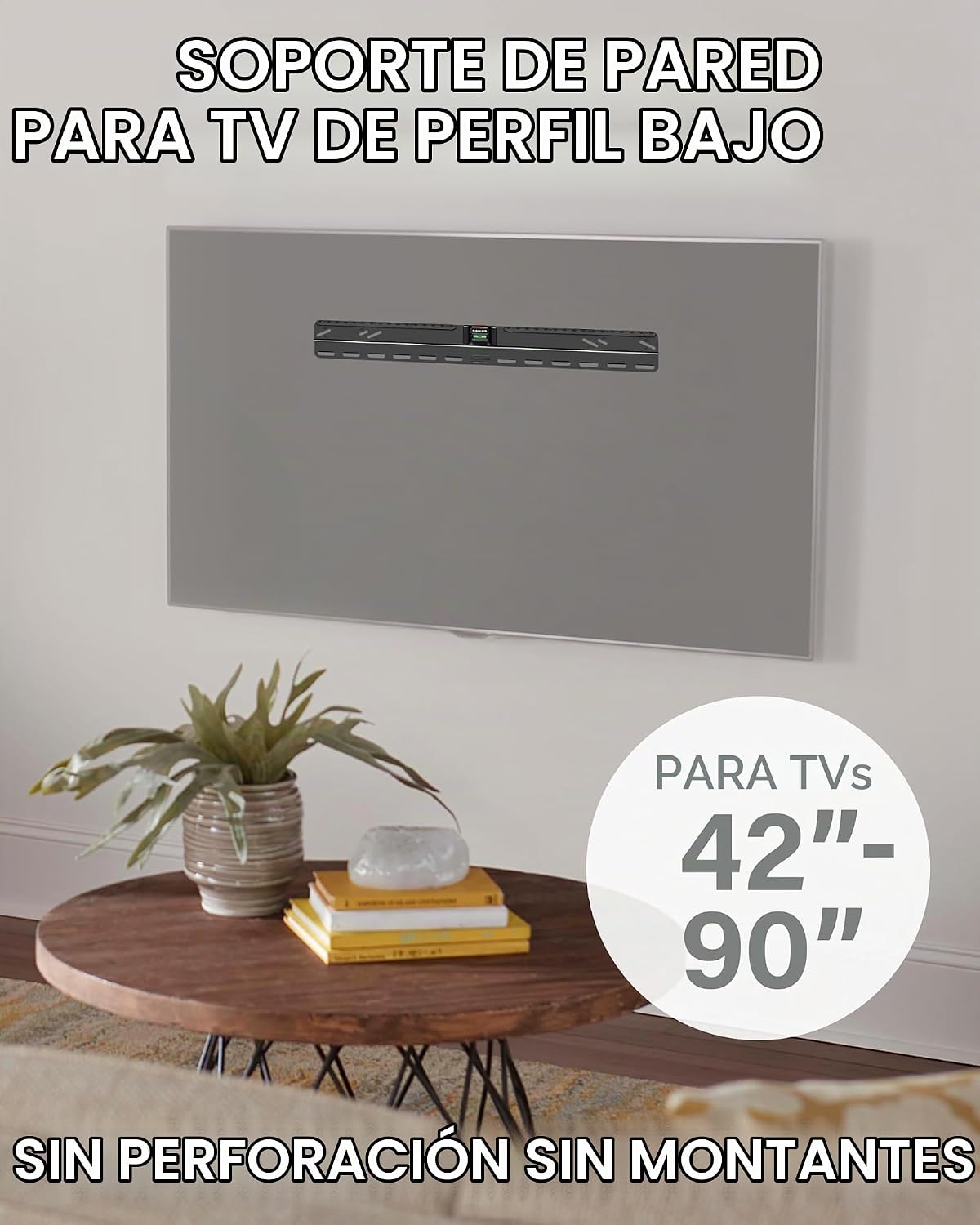 Sanus - Soporte de pared para TV sin pernos - Montaje de pared de perfil bajo para TV de 42 a 90 pulgadas con fácil instalación DIY - Incluye cierre de seguridad incorporado, todos los accesorios y