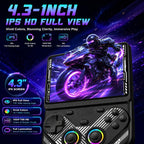 RG43V Pro - Consola de juegos portátil retro, pantalla IPS HD de 4.3 pulgadas, procesador de cuatro núcleos RK3562, soporte de 64 GB, más de 30 emuladores y más de 22000 juegos, multijugador WiFi 6