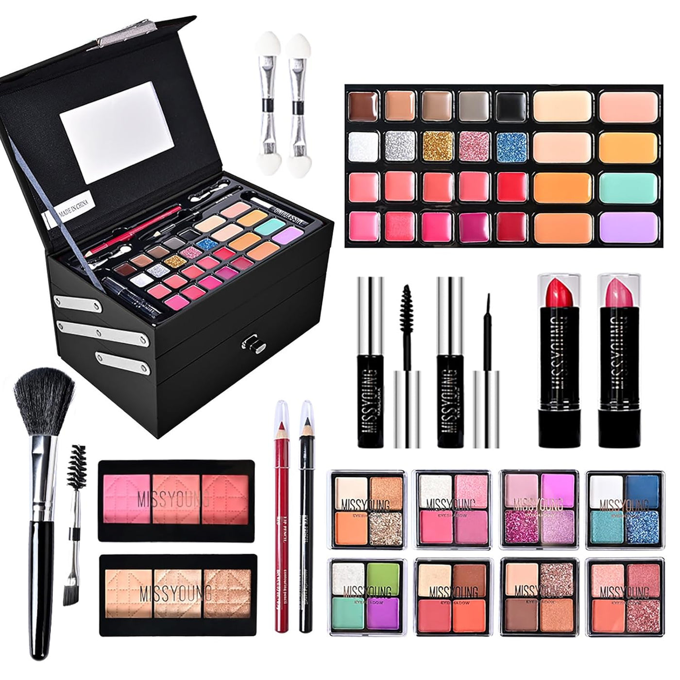 Wisnewth Kit de maquillaje todo en uno de 45 piezas con estuche de...