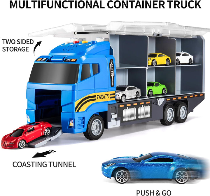 TEMI - Juego de transportador de autos de juguete con tapete de jue...