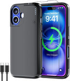 NEWDERY Funda de batería para iPhone 16 USB C Funda de carga rápida 6.1