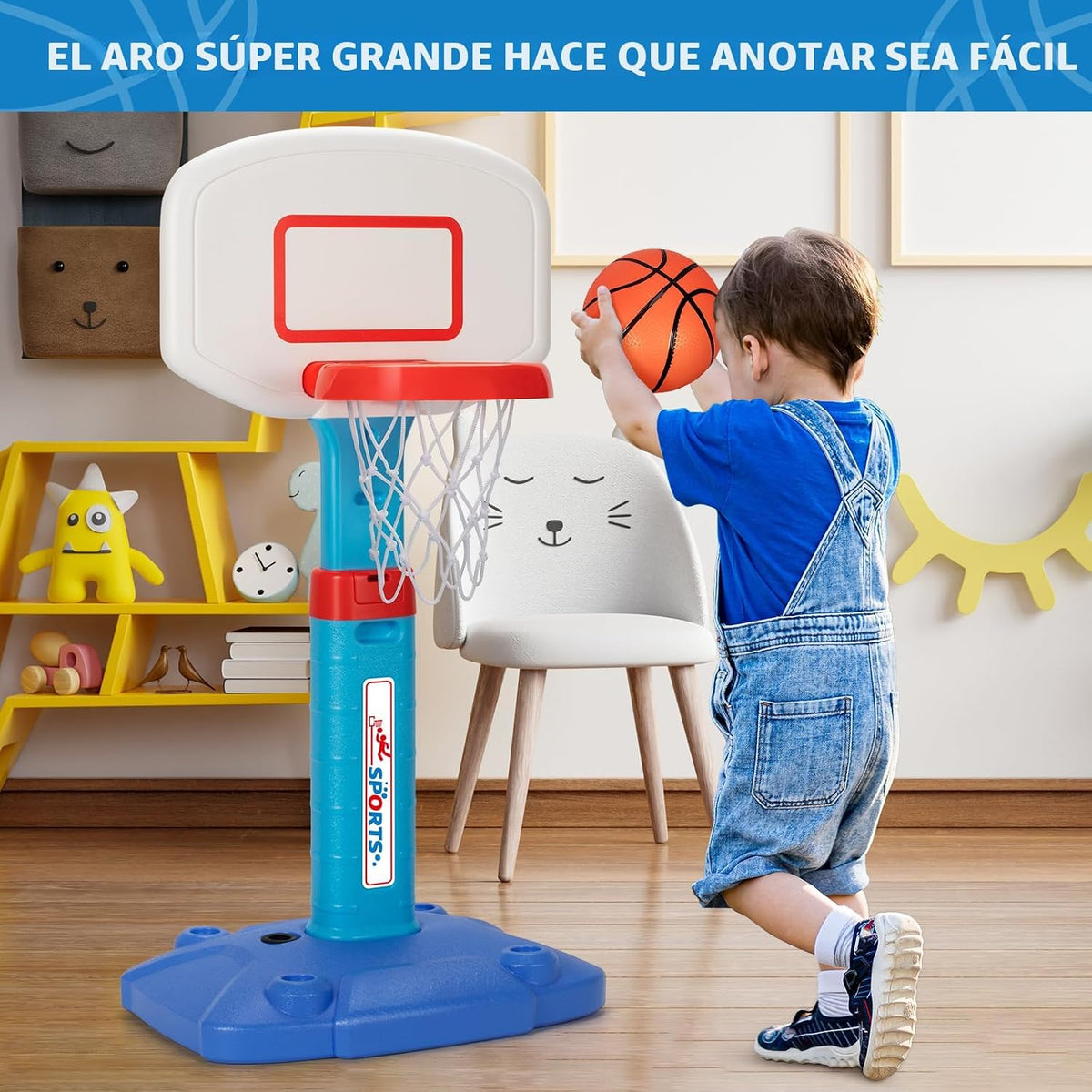 Aro de Baloncesto para Niños Pequeños de Interior para Edades 1-3, Aros de Baloncesto Ajustables para Niños, Mini Aro de Baloncesto con 3 Pelotas para Exterior junto a la Piscina, Juguetes Deportivos