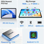 Frameflow Tablet de 10 pulgadas, Android 16 Tablets con funda