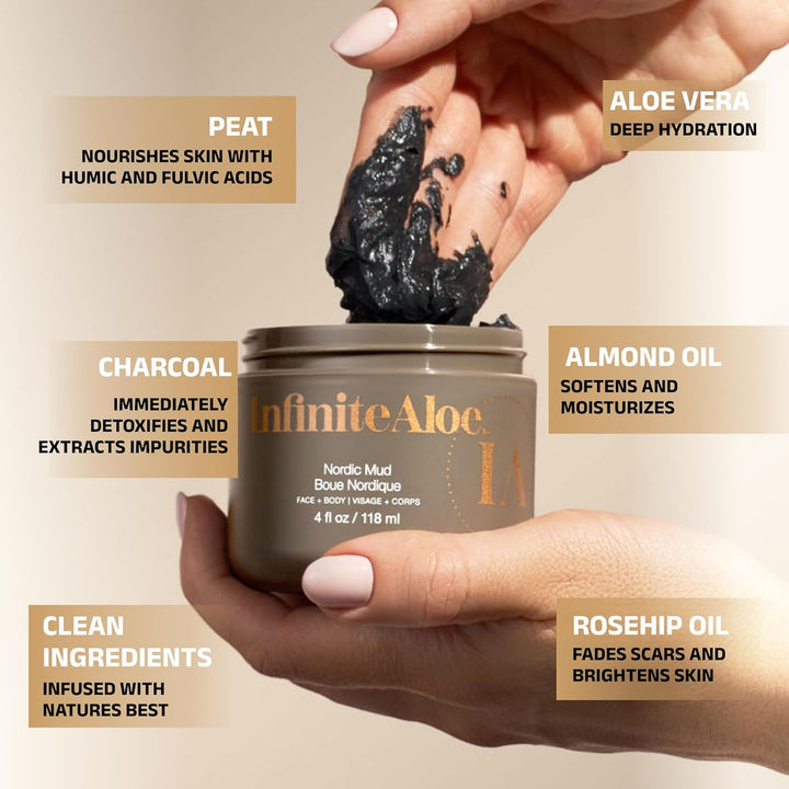 InfiniteAloe Máscara facial de barro nórdico, tratamiento para el c...