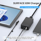 Cargador para portátil Surface Pro de 65 W, para Microsoft Surface Pro Charger Windows Surface Laptop 7, 6, 5, 4, 3, 2, para Microsoft Surface Pro10, 9, 8, 7+, 7, 6, 5, 4, 3, X, Surface Book3, 2, 1, Surface Go Tablet, compatible con 44W, 10 pies