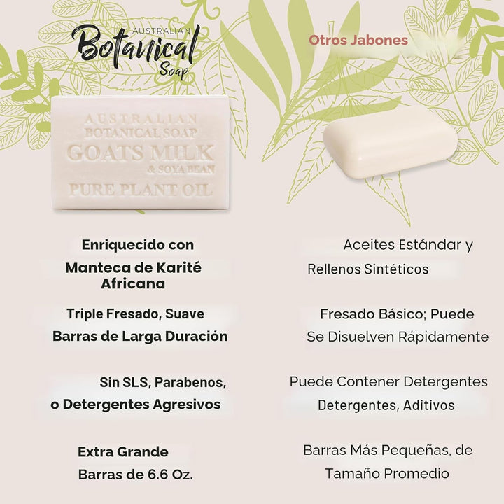 Australian Botanical Soap, Barras de triple molido de 6.6 onzas con...