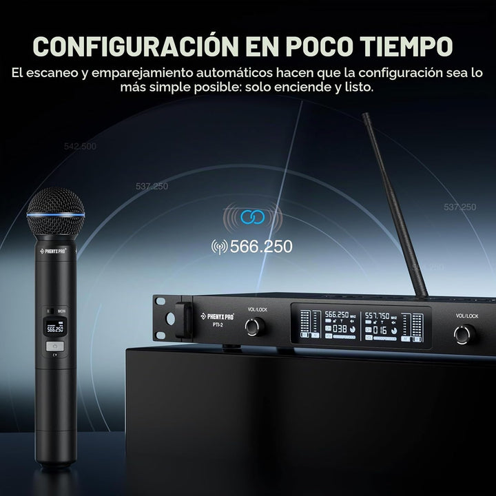 Phenyx Pro UHF Sistema de Micrófono Inalámbrico Inteligente, Micróf...