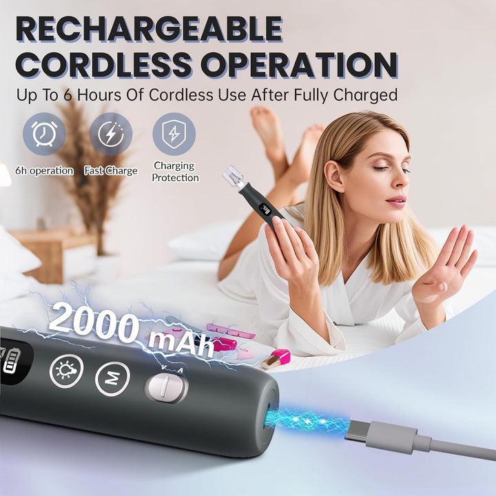Taladro de uñas eléctrico, lima de uñas portátil recargable inalámb...