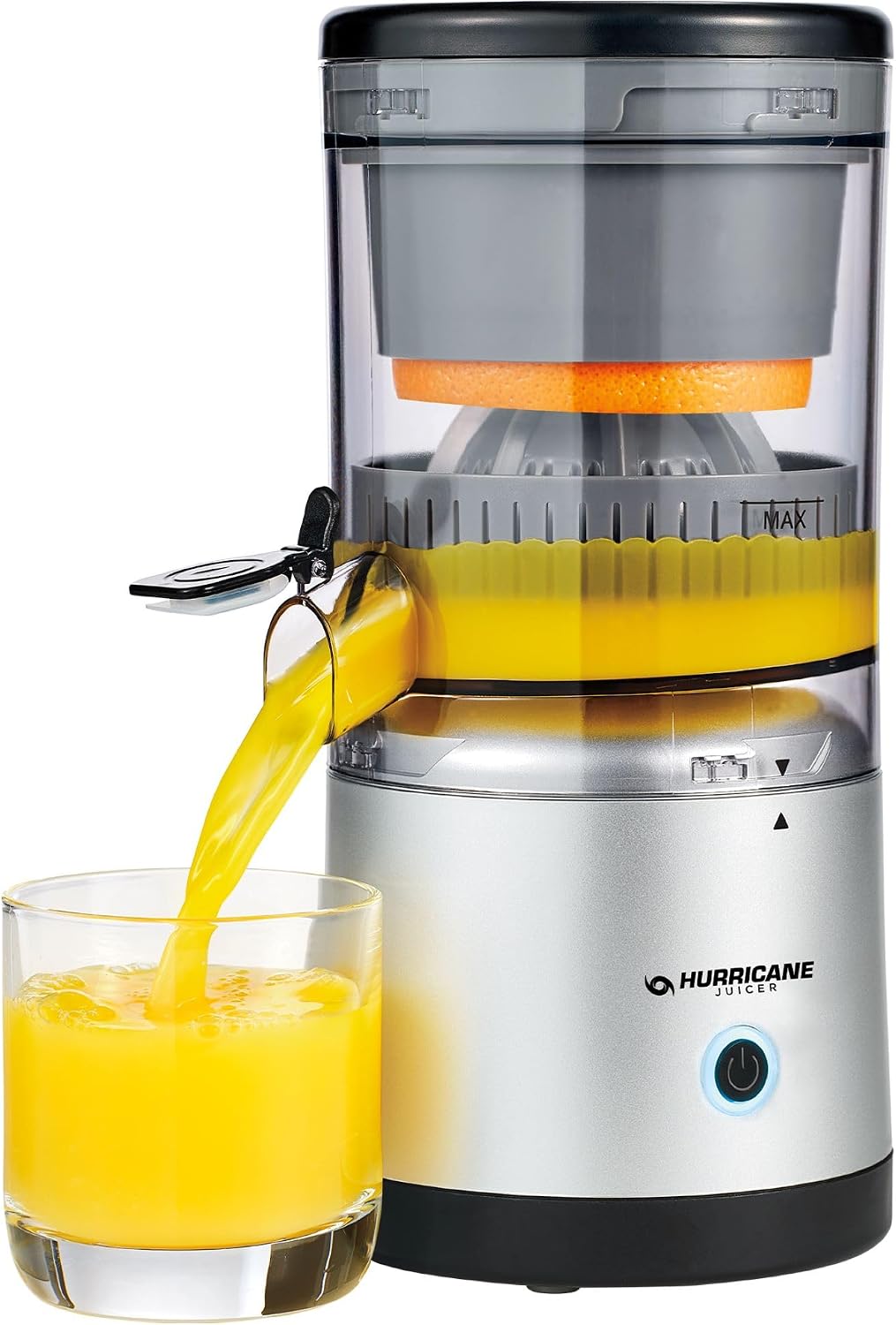 Hurricane Juicer, potente máquina extractor de jugo inalámbrico, exprimidor de frutas de diseño compacto con piezas aptas para lavavajillas, exprimidor eléctrico recargable de 500 RPM para naranjas