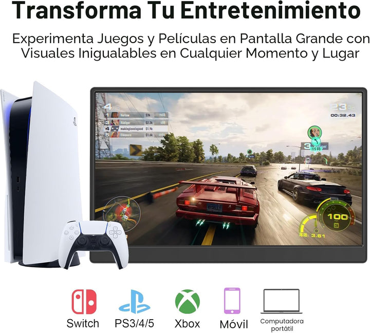 UFYQL Monitor portátil de 15.6 pulgadas FHD 1080P Monitor externo d...
