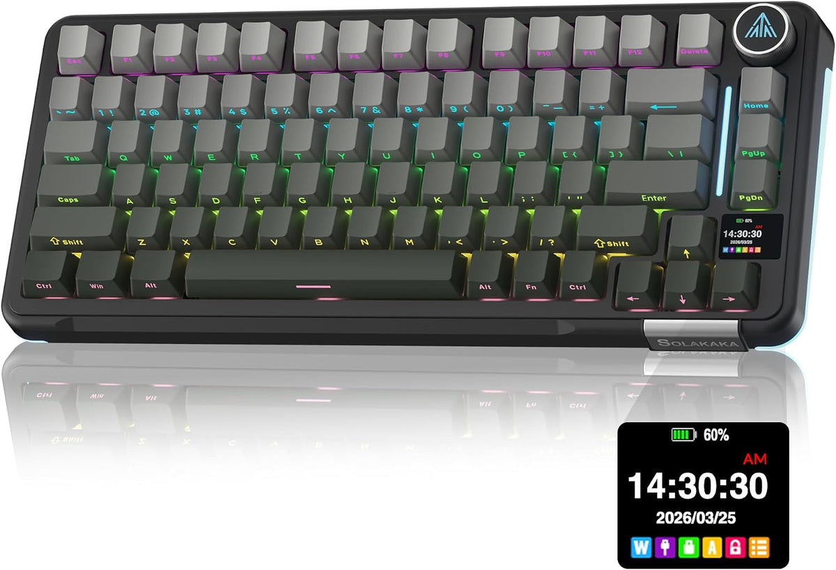 SOLAKAKA Teclado mecánico A75pro-ALL 75% con pantalla (gris degrada...