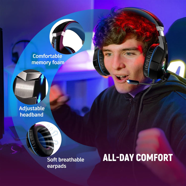 Ozeino Auriculares para juegos para PC, PS4, PS5, auriculares para...