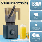 Chefman Obliterator - Batidora de encimera de 48 onzas para batidos, motor de 1380 W para triturar hielo, nueces y frutas congeladas con hoja de acero inoxidable, función de mezcla automática, incluye