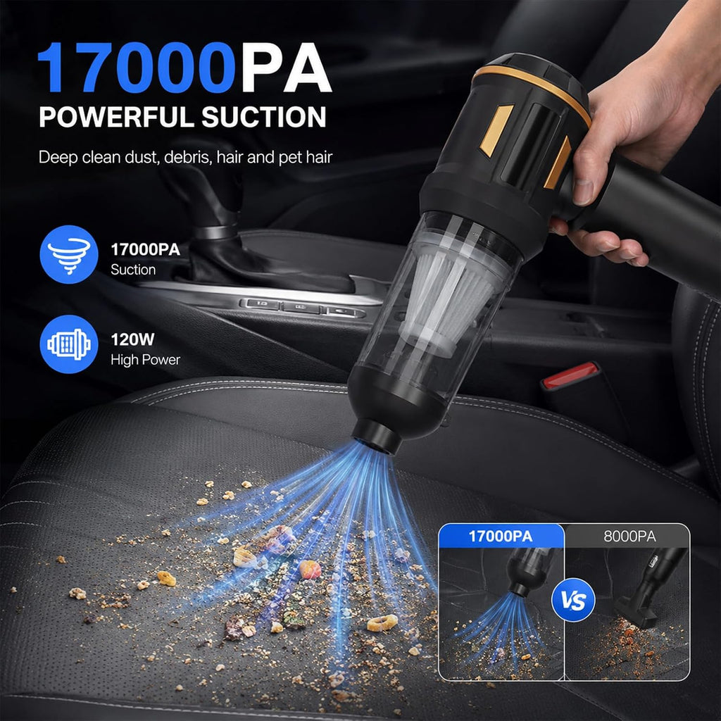 Aspirador de Auto, 17000PA de Alto Potencia Portátil Inalámbrico