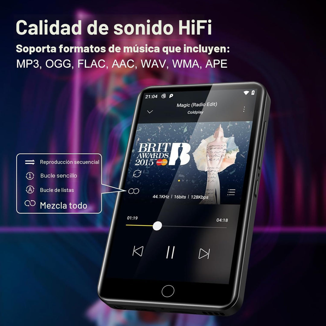 Reproductor de MP3 con Bluetooth y WiFi, 80 GB de almacenamiento y...