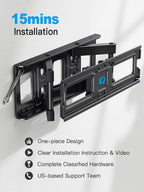 Pipishell Soporte de pared para TV para televisores LED LCD OLED 4K de 26-74 pulgadas de hasta 99 libras, soporte de montaje de TV de movimiento completo, extensión giratoria articulada, nivelación máxima VESA 15.748x15.748 in, se adapta a pernos de