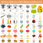 Accesorios de cocina de juego de simulación, 130 piezas de juguetes de