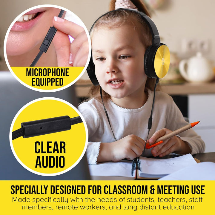 Auriculares para el aula, paquete de 25 unidades, con micrófono par...