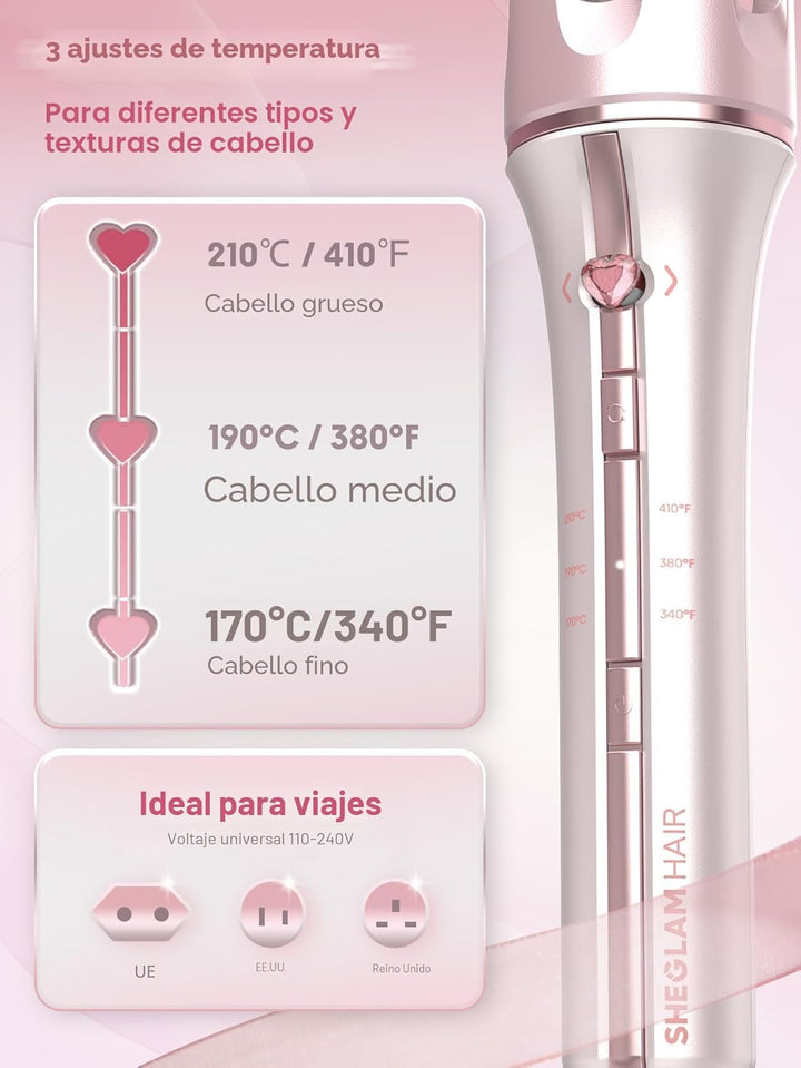 SHEGLAM Rizador automático de regalo para mujer (rosa, 1.25 pulgada...