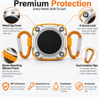Funda de batería extendida resistente para AirTag, doble clip, naranja, paquete de 3