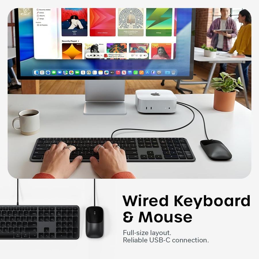 Satechi Combo de teclado y mouse con cable, Slim CLX3 con conectivi...