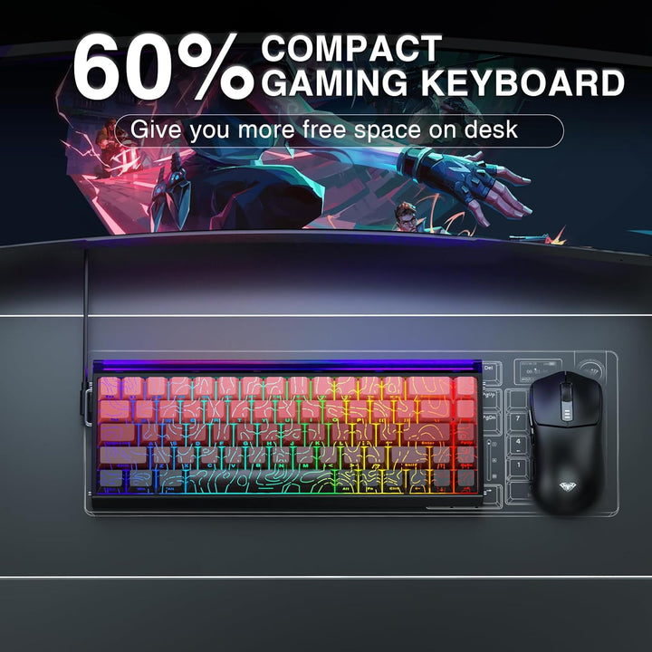 AULA Hero 68 HE 60% Teclado Gaming Cableado, Teclado con Interrupto...