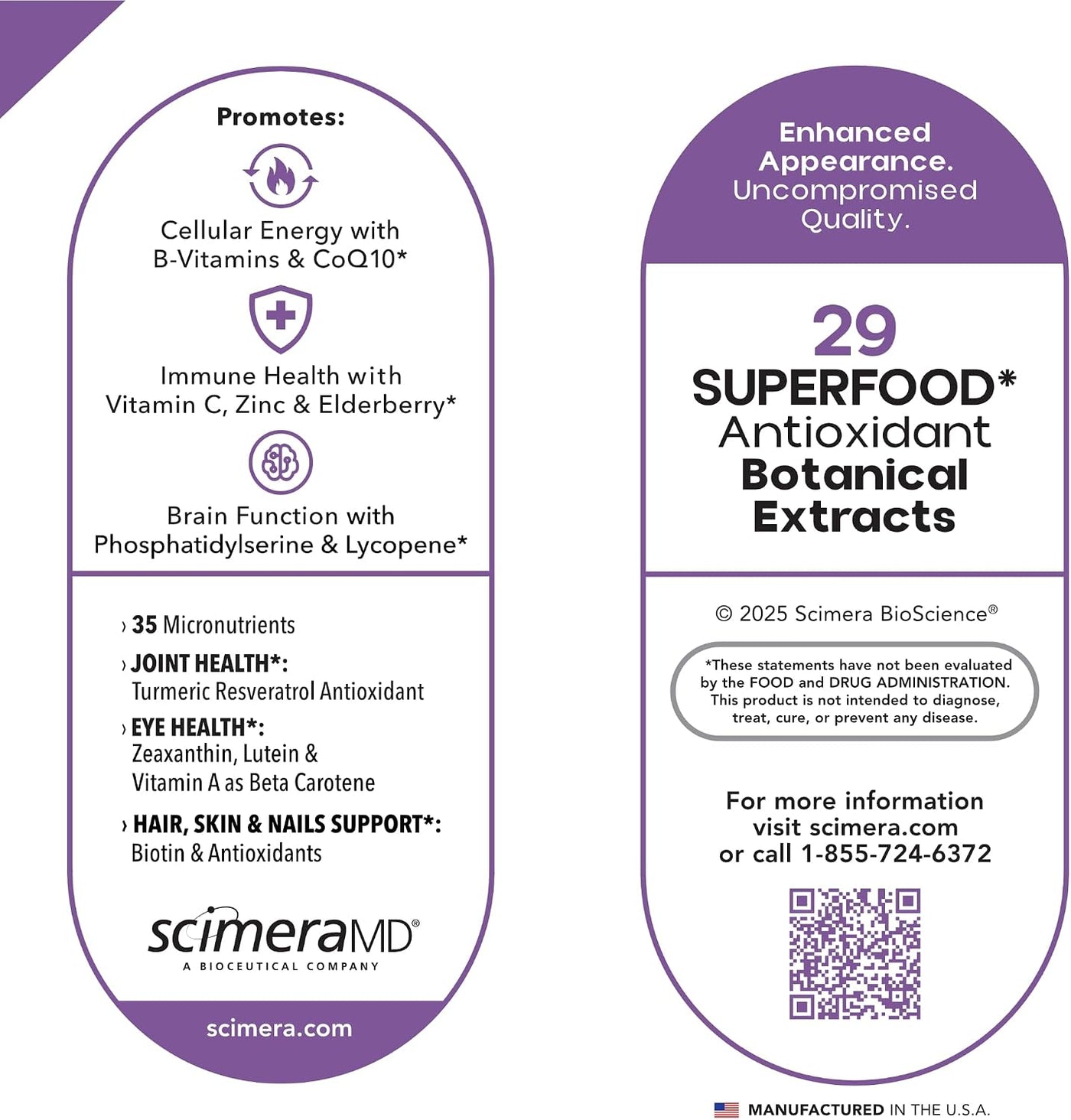 ScimeraMD® MultivitaminMD Suplemento cápsula de espectro completo c...