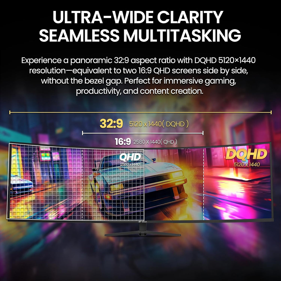 CRUA - Monitor curvo ultra ancho DQHD de 49 pulgadas y 165 Hz, 1500...