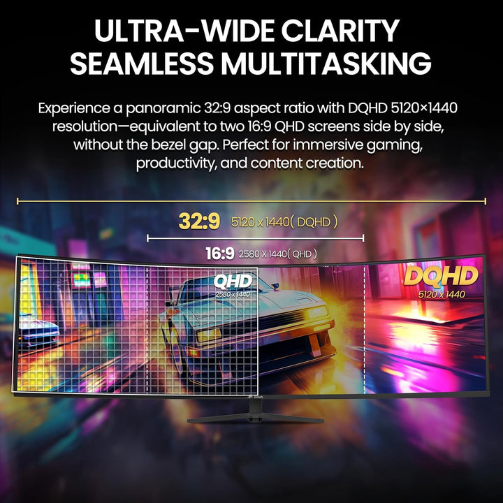 CRUA - Monitor curvo ultra ancho DQHD de 49 pulgadas y 165 Hz, 1500...