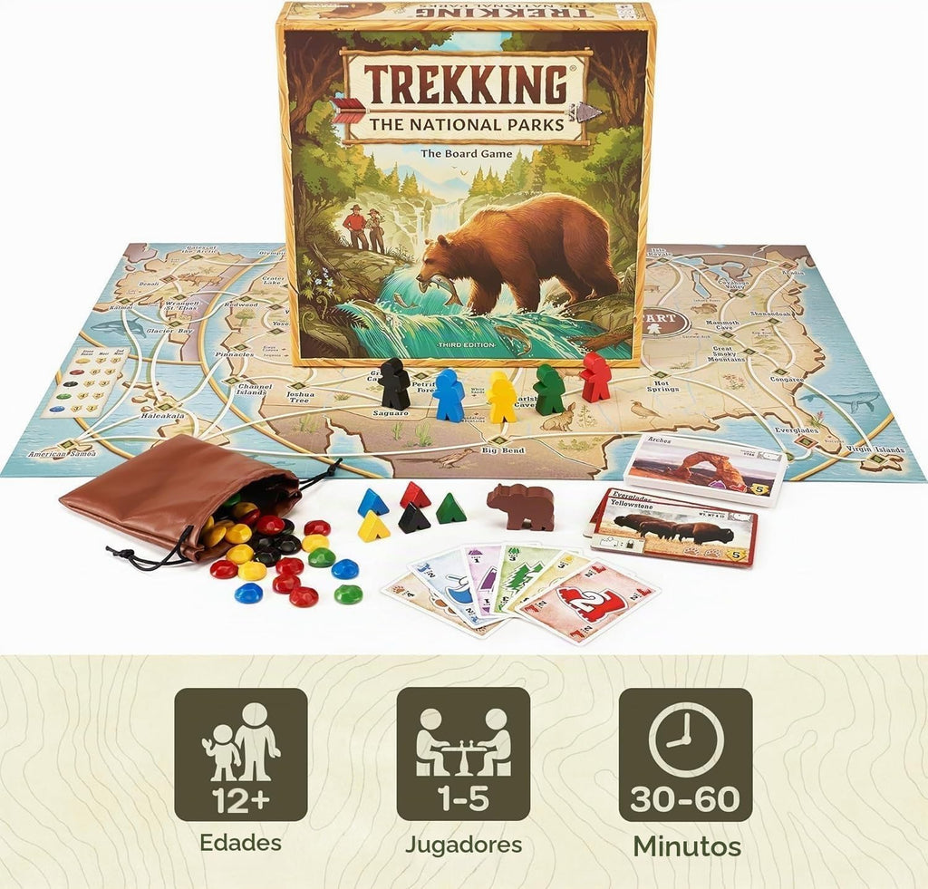 Underdog Games Trekking The National Parks - Juego de mesa familiar galardonado para niños de 12 años en adelante, fácil de aprender, actividades divertidas para 1 a 5 jugadores, ideal para vinculación familiar y para amantes de los parques nacionales