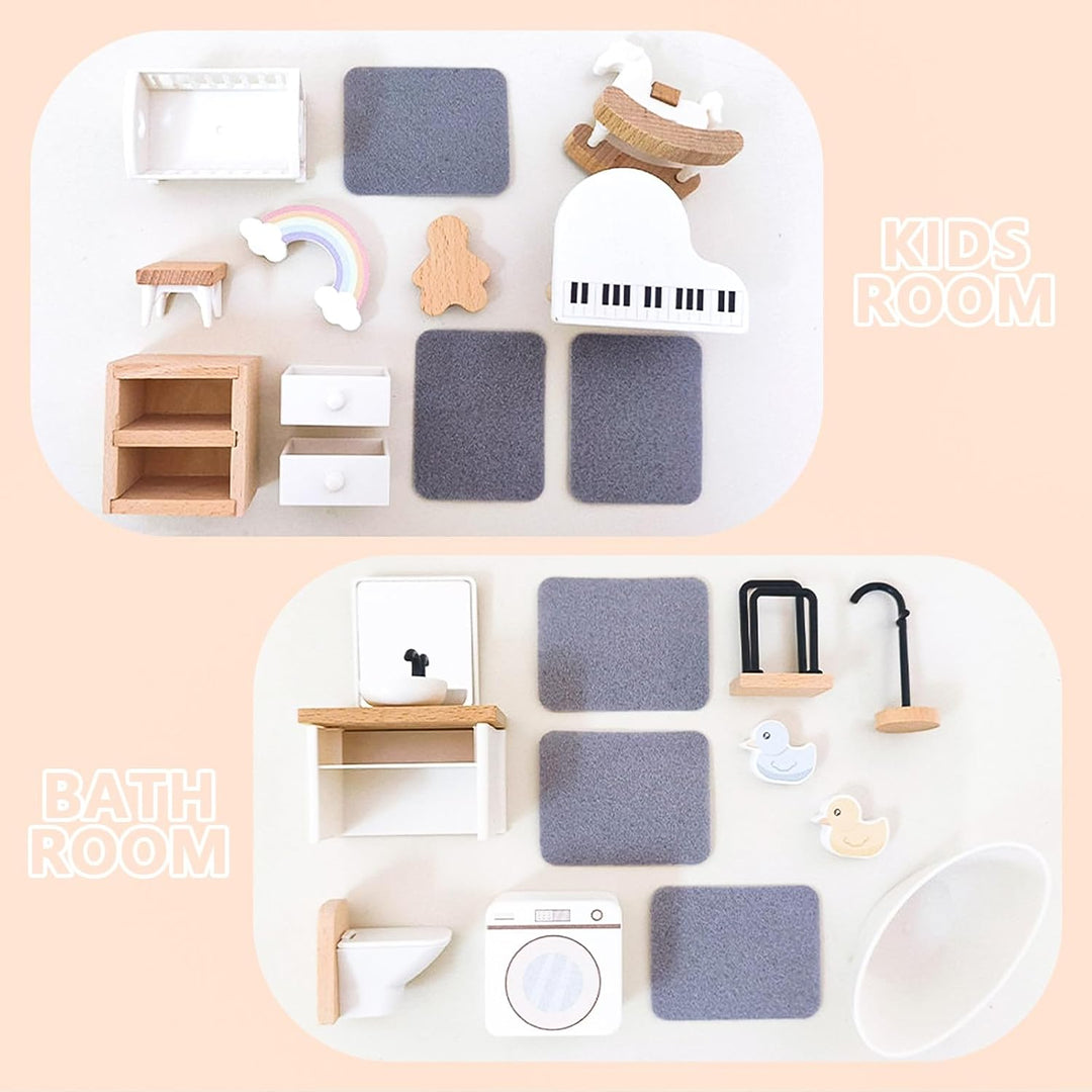 HAPGFS Juego de muebles de casa de muñecas de madera, accesorios el...