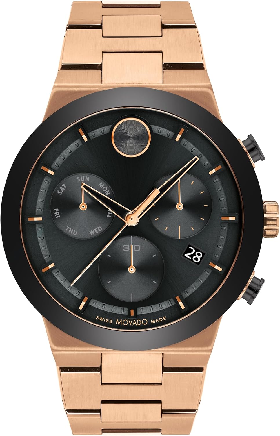 Movado Bold Fusion Reloj para Hombres - Movimiento Cuarzo Suizo Cronógrafo, Brazalete de Acero Inoxidable con Eslabones - Resistencia al Agua 5 ATM - Reloj de Lujo de Moda para Él - 44mm