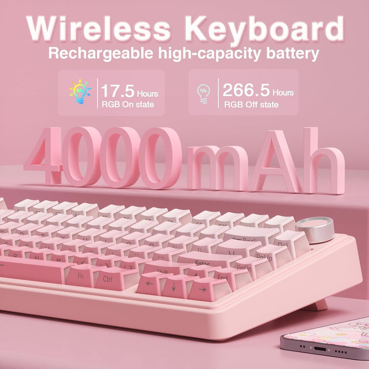 AULA Teclado mecánico inalámbrico F75 Pro, versión silenciosa, 75%...