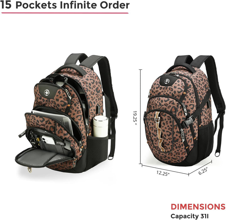 Swissdigital Mochila para laptop con puerto de carga USB, mochila d...