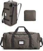 BAGSAMRT - Bolsa de lona plegable para viajes, bolsa de viaje para hombres, mochila de viaje 4 en 1, bolsa de transporte para fin de semana, Gris-oscuro, Casual