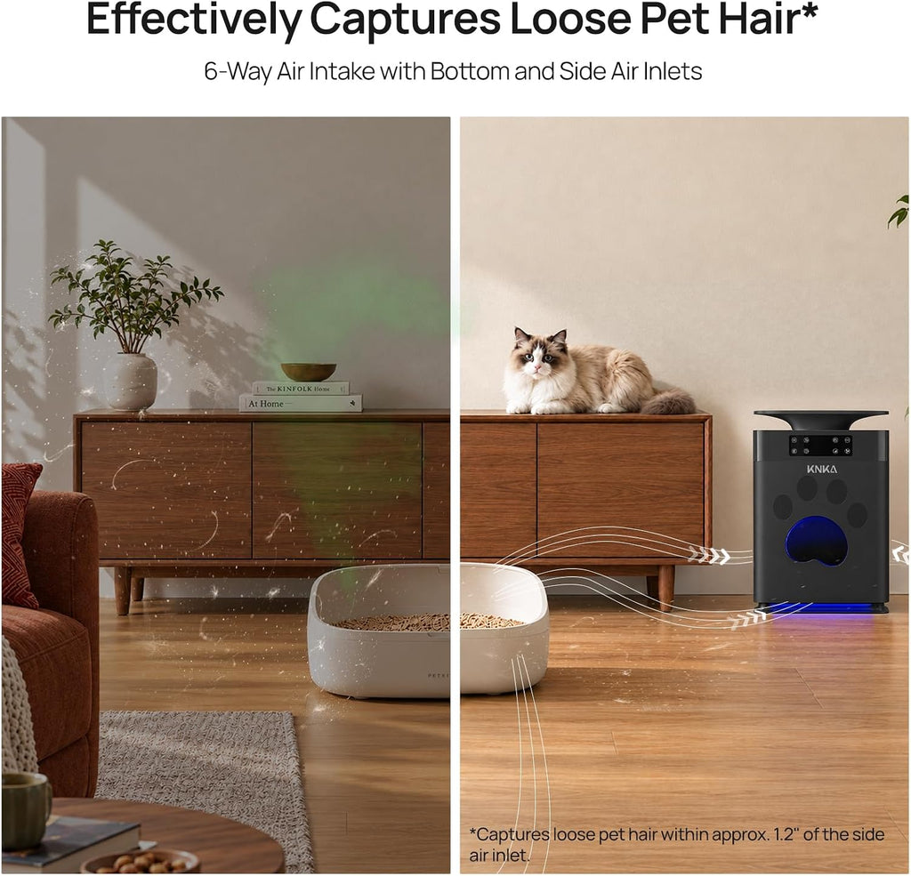 KNKA Purificador de aire para mascotas para el hogar, mascotas