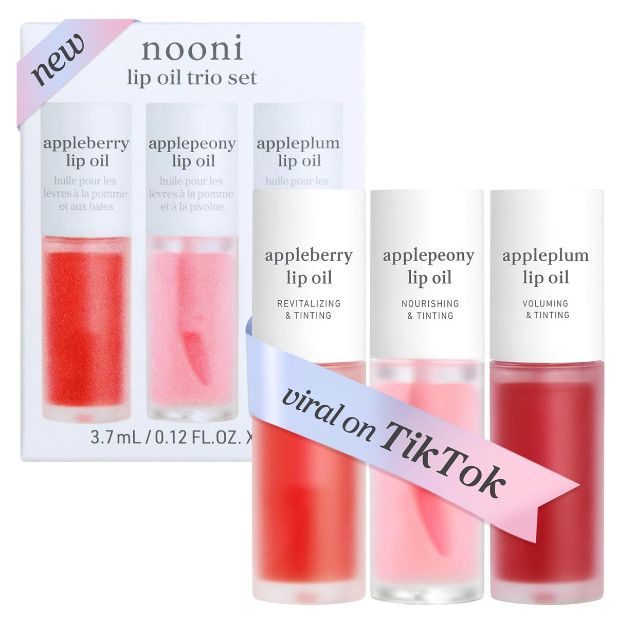 NOONI Juego de aceite de labios coreano \u2013 Appleberry, Applepeo...