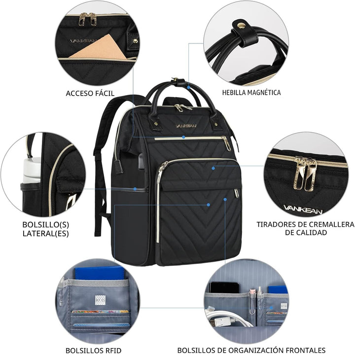 VANKEAN Mochila para laptop de 17 pulgadas para mujeres y hombres,...