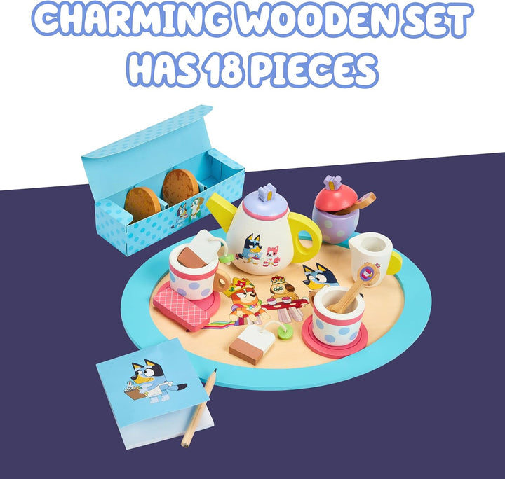 8th Wonder Bluey Toys - Juego de Fiesta de Té de Madera, Juego de T...