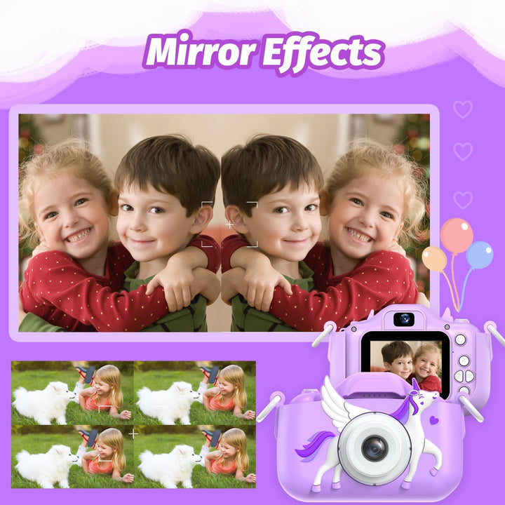 Goopow - Cámara de selfie para niños, juguete de cámara de video di...