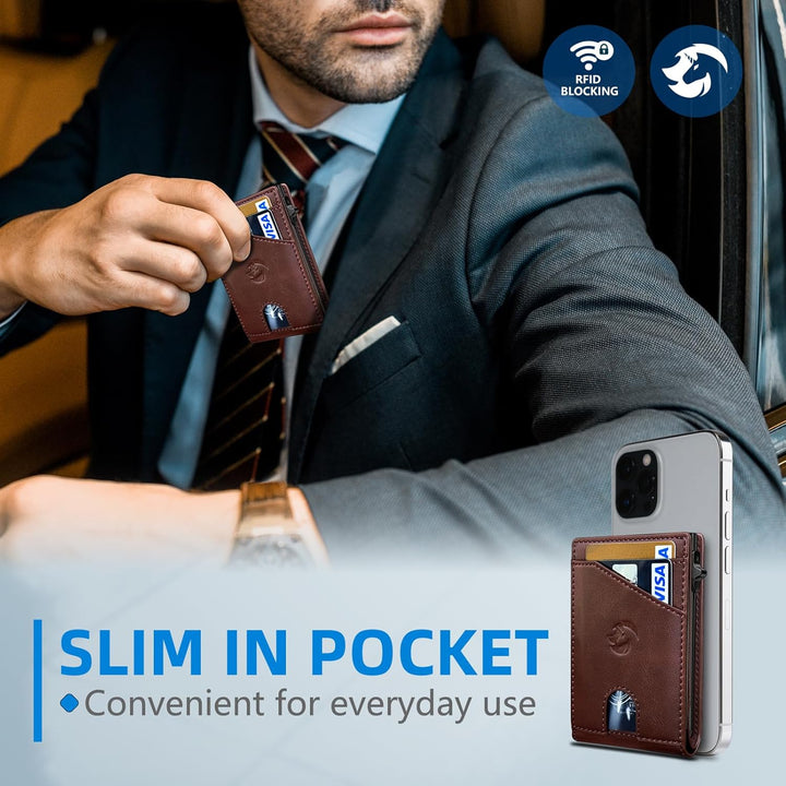 Housmai Cartera para hombre, tarjetero desplegable delgado con bloq...