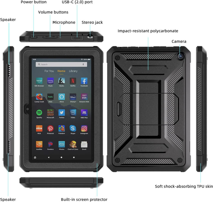 Funda para tablet Fire HD 8 y HD 8 Plus (solo 12ª generación, 2024\...