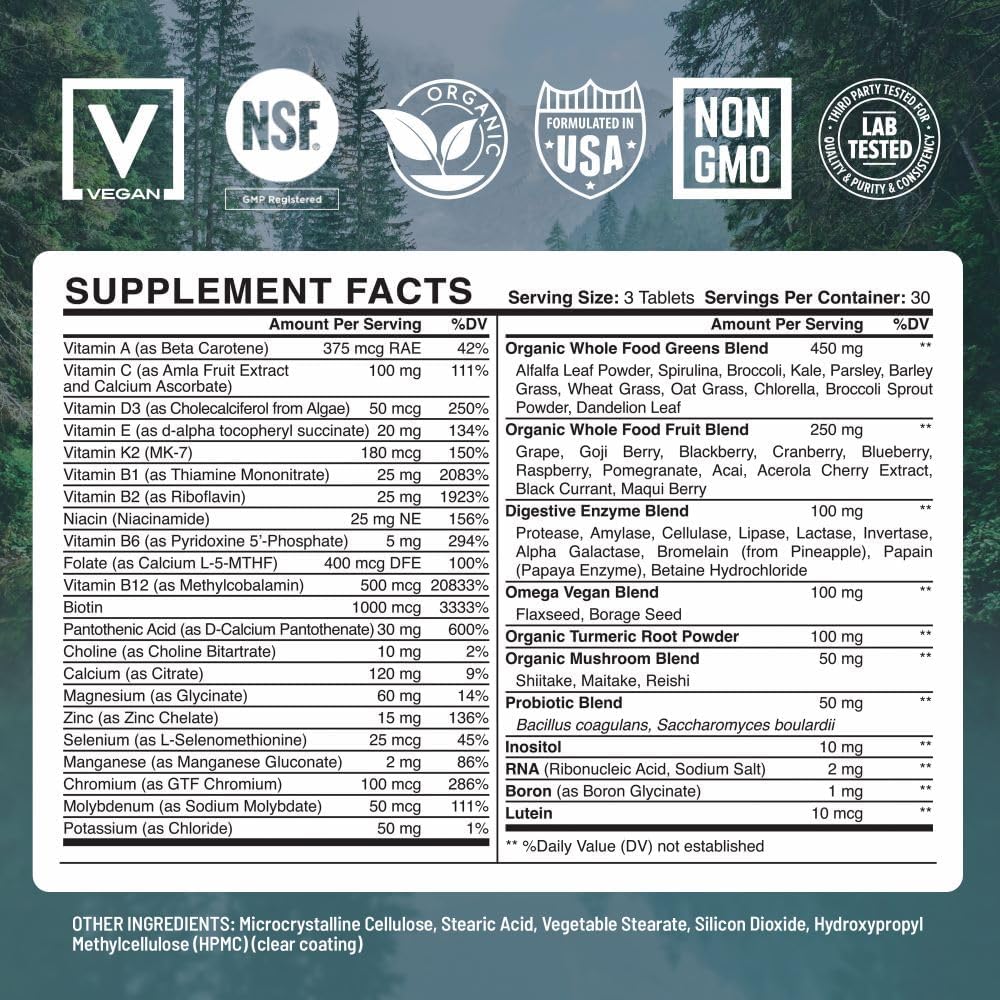 Abundant Earth Multivitamínico de alimentos integrales para mujeres...