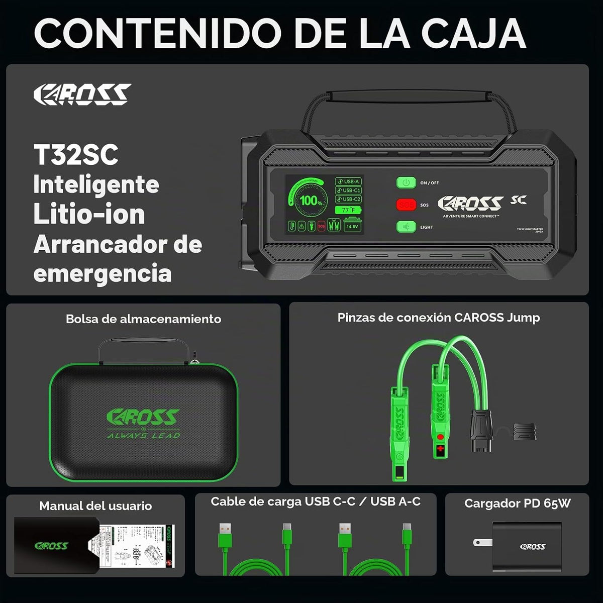 CAROSS Arrancador de batería - Caja de salto para 8.0L de gas y 6.0L Diesel