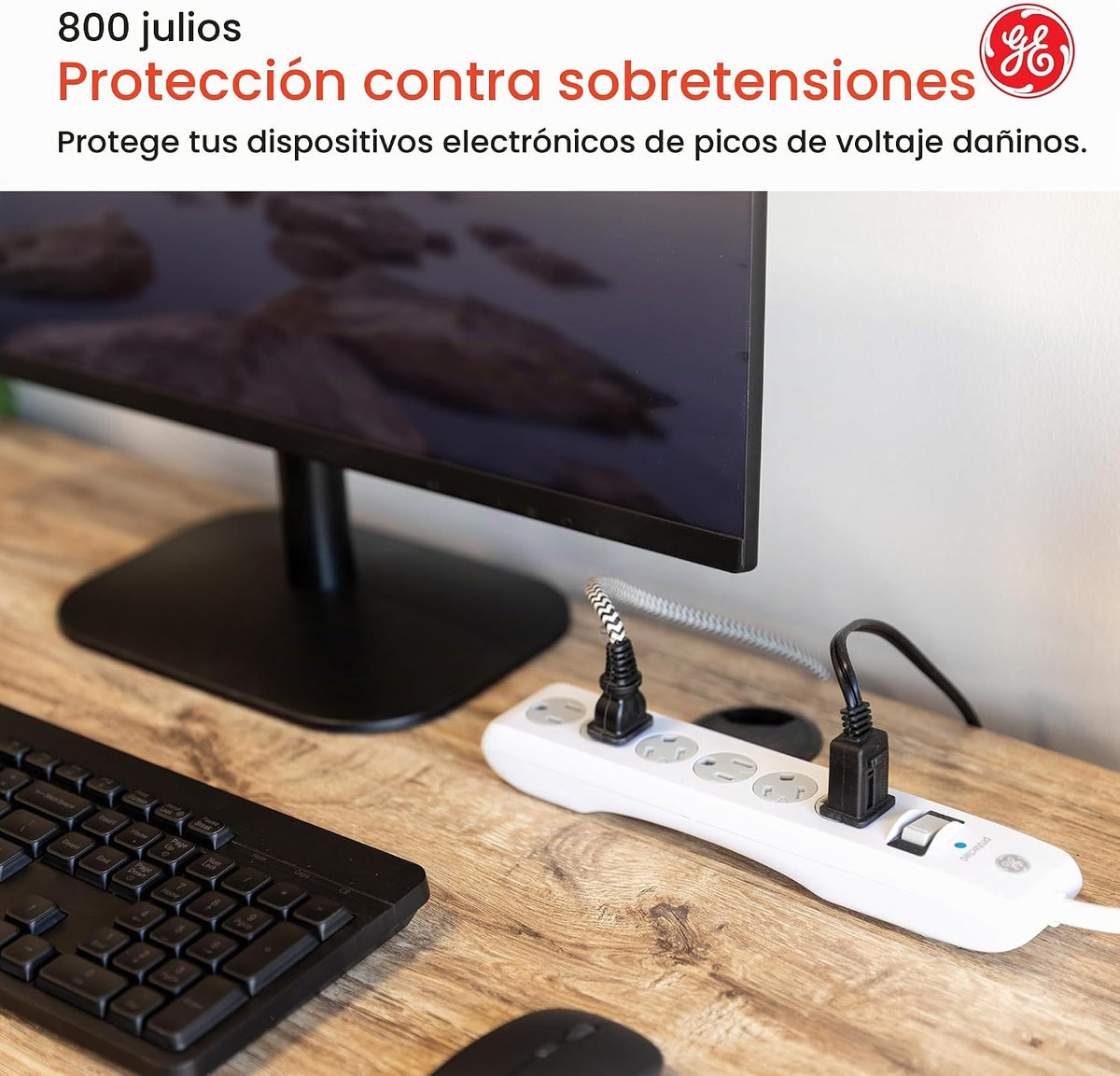 GE Protector contra sobretensiones, regleta 2 unidades, extensión de 6 ft
