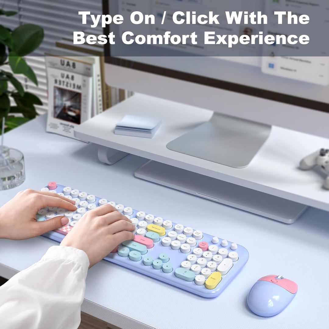 Dilter Combo de teclado y mouse inalámbricos, teclados de máquina d...