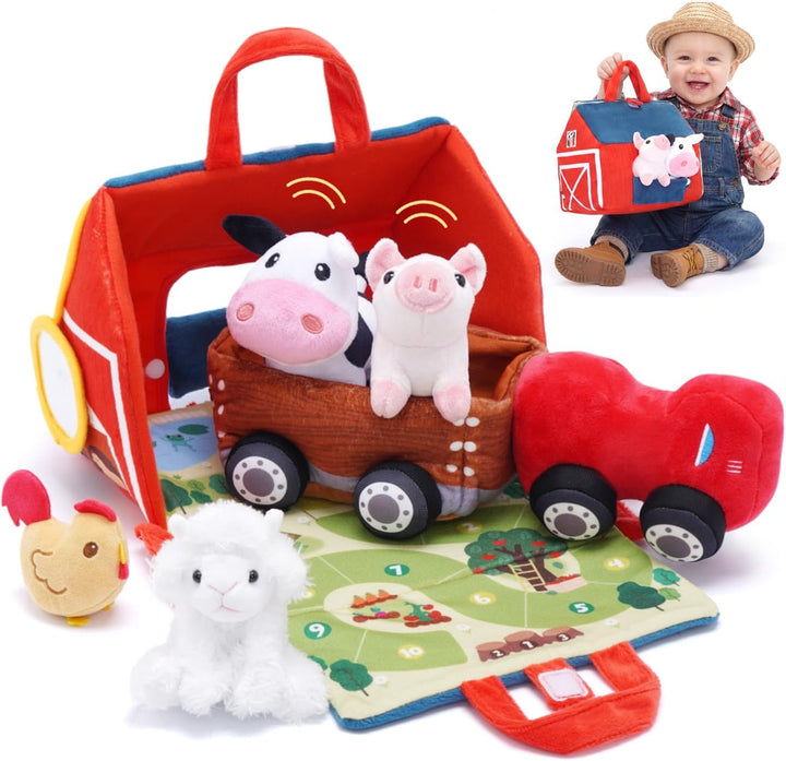 OUOZZZ Juego de juguetes de animales de peluche de granja para niño...