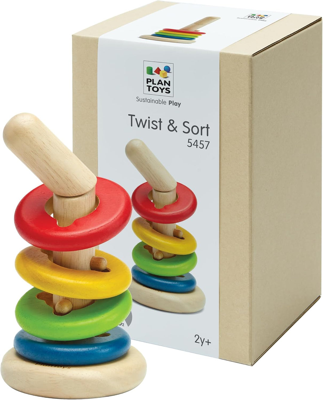 PlanToys Juguete de cohete apilable de madera para niños pequeños |...
